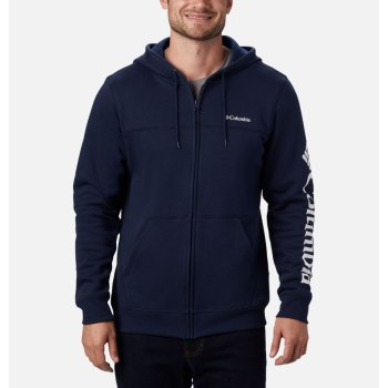 Columbia Hoodie Heren, Logo Full Zip Fleece Donkerblauw Wit, 06YVTSKRC